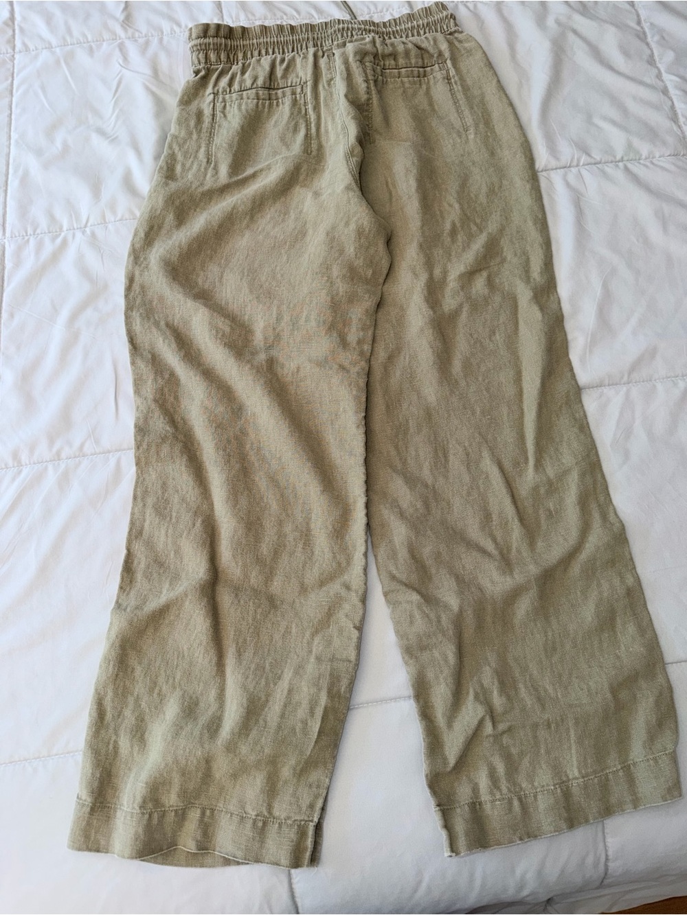 Athleta Retreat 100% Linen Wide Leg Crop Pants XS Olive Green - Picture 2 of 7